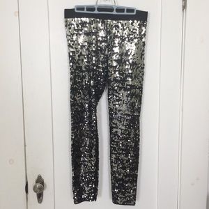 Express silver sequin leggings